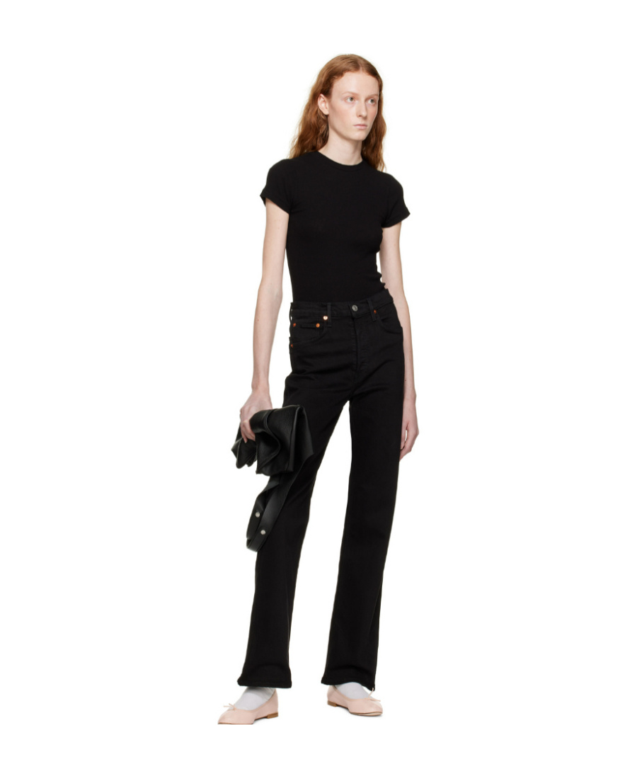 Re/done 70s Low-rise Straight Jeans In Black