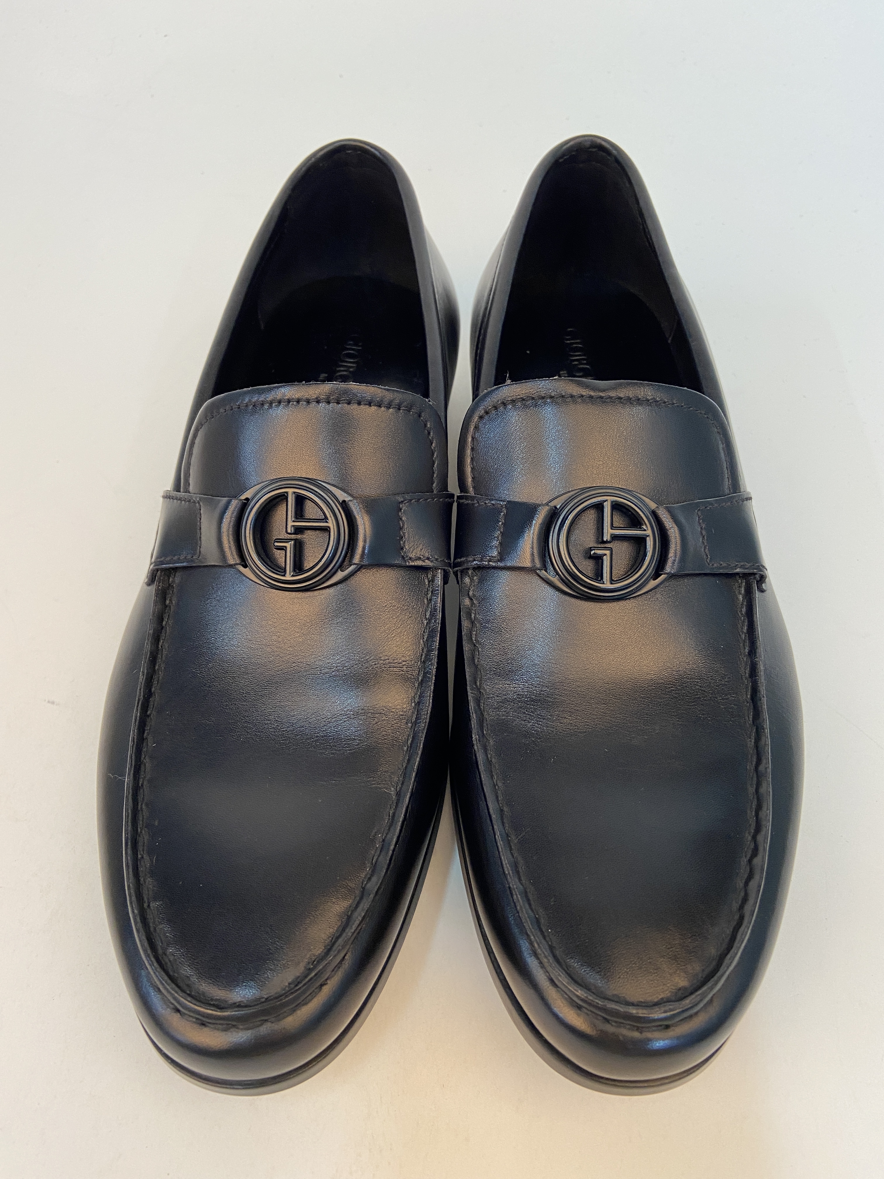 Giorgio Armani Logo Leisure Business Shoes In Black