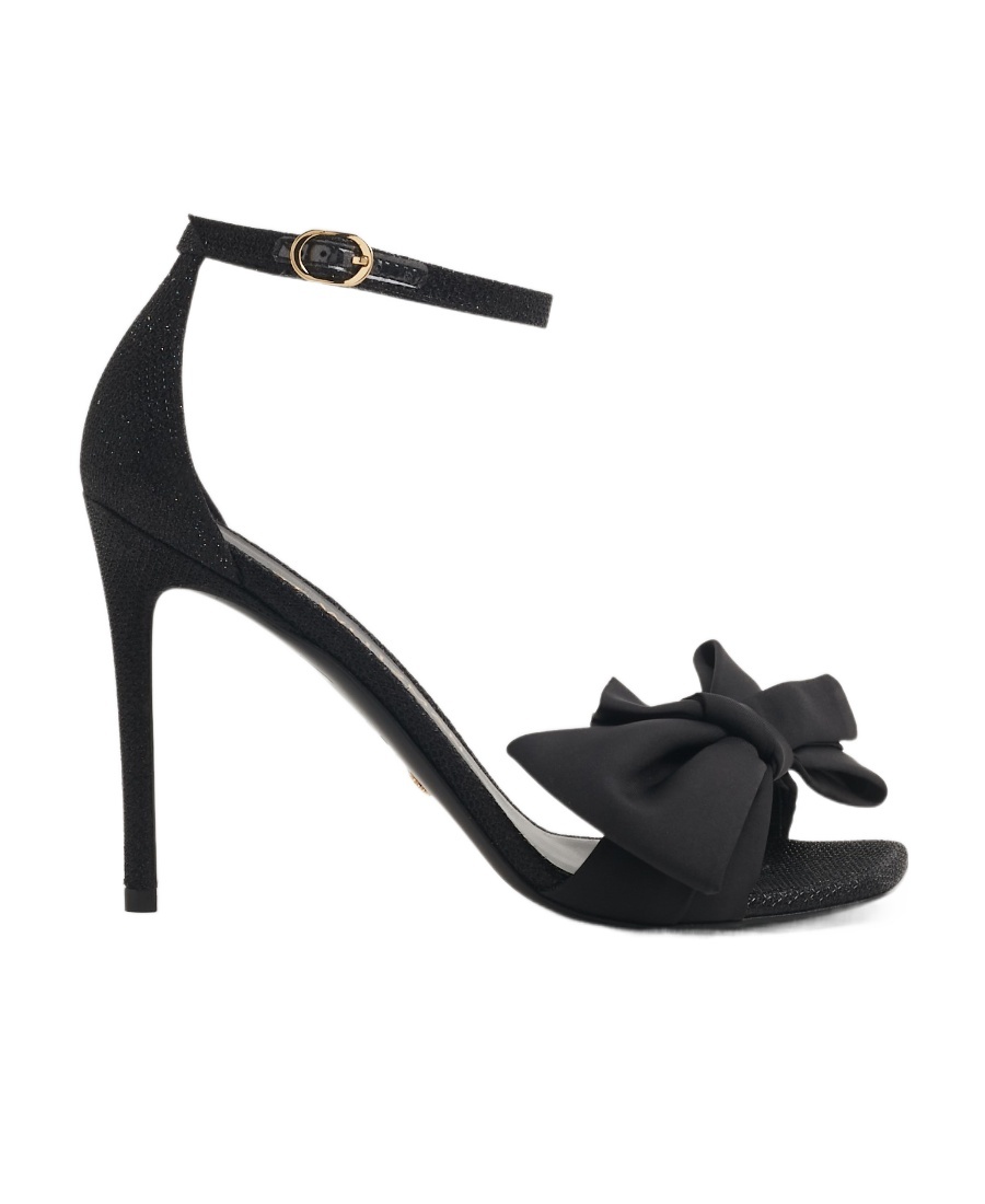 Stuart Weitzman Bow Detail Fabric Sandals In Black