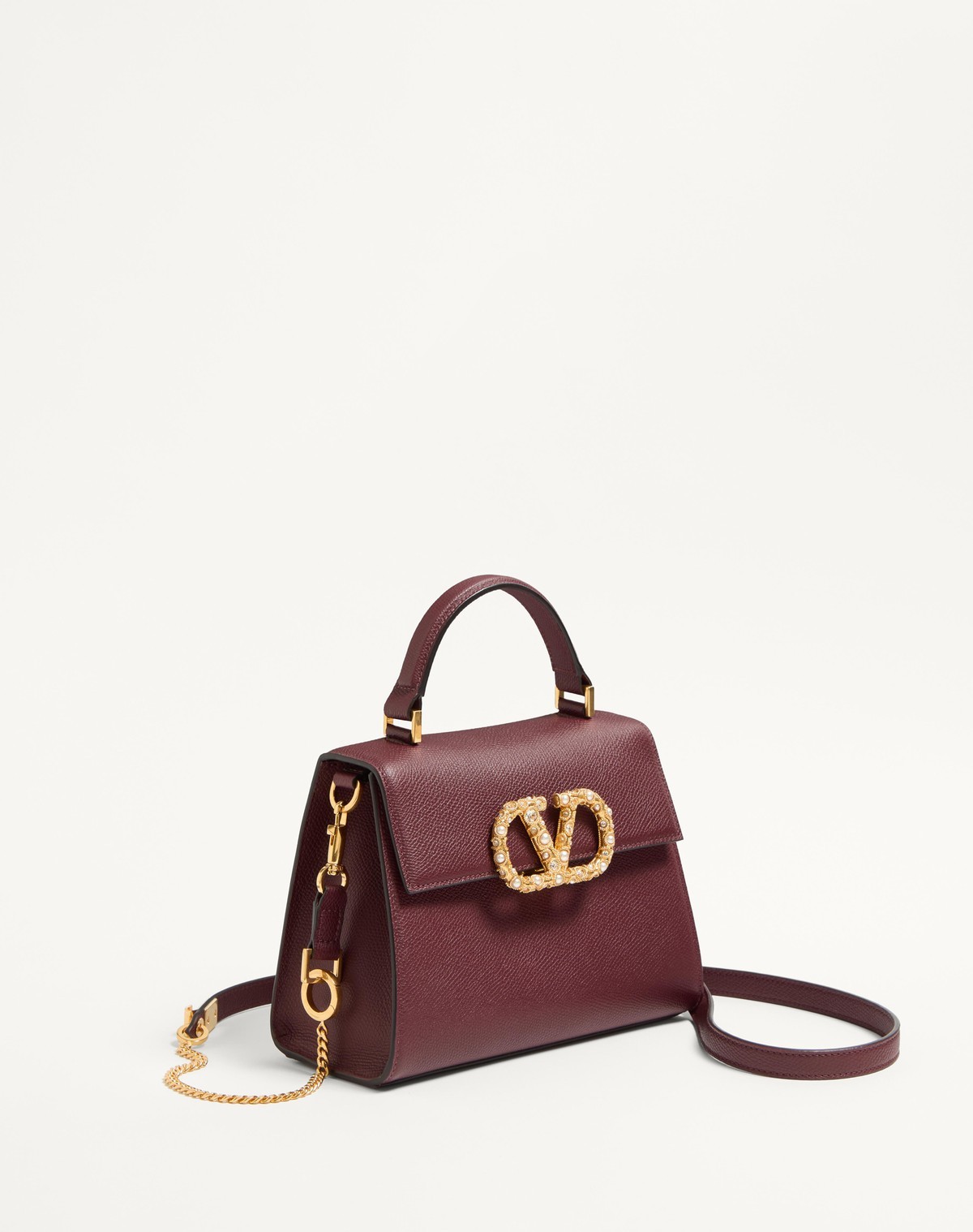 Valentino Vsling Small Handbag In Grainy Calfskin With Jewel Logo