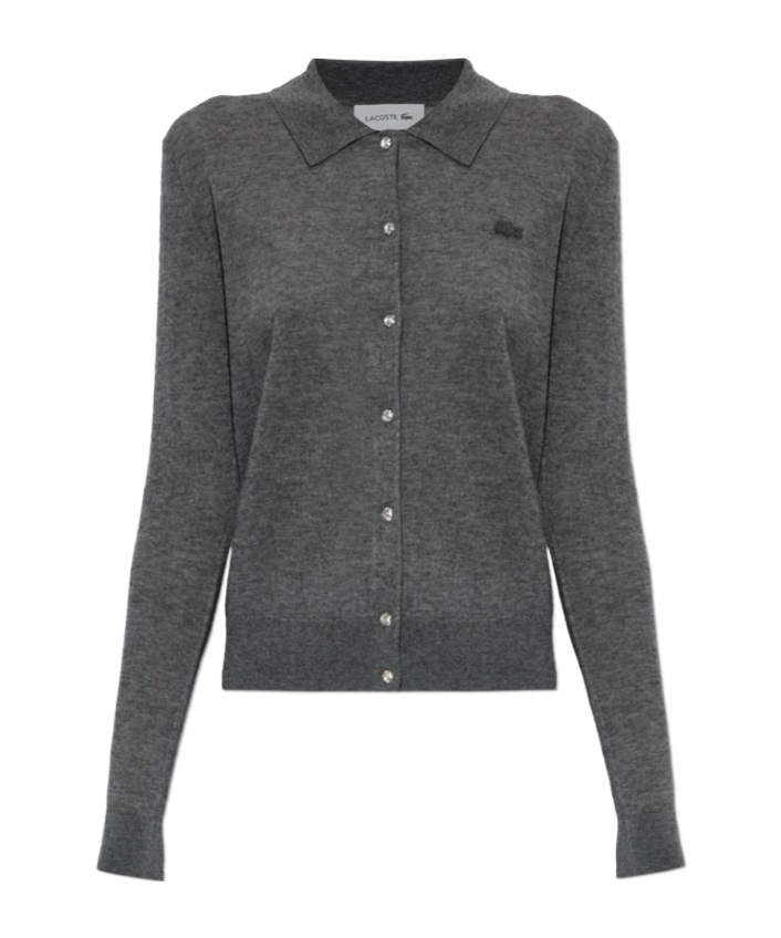 Lacoste Long-sleeve Cardigan In Gray