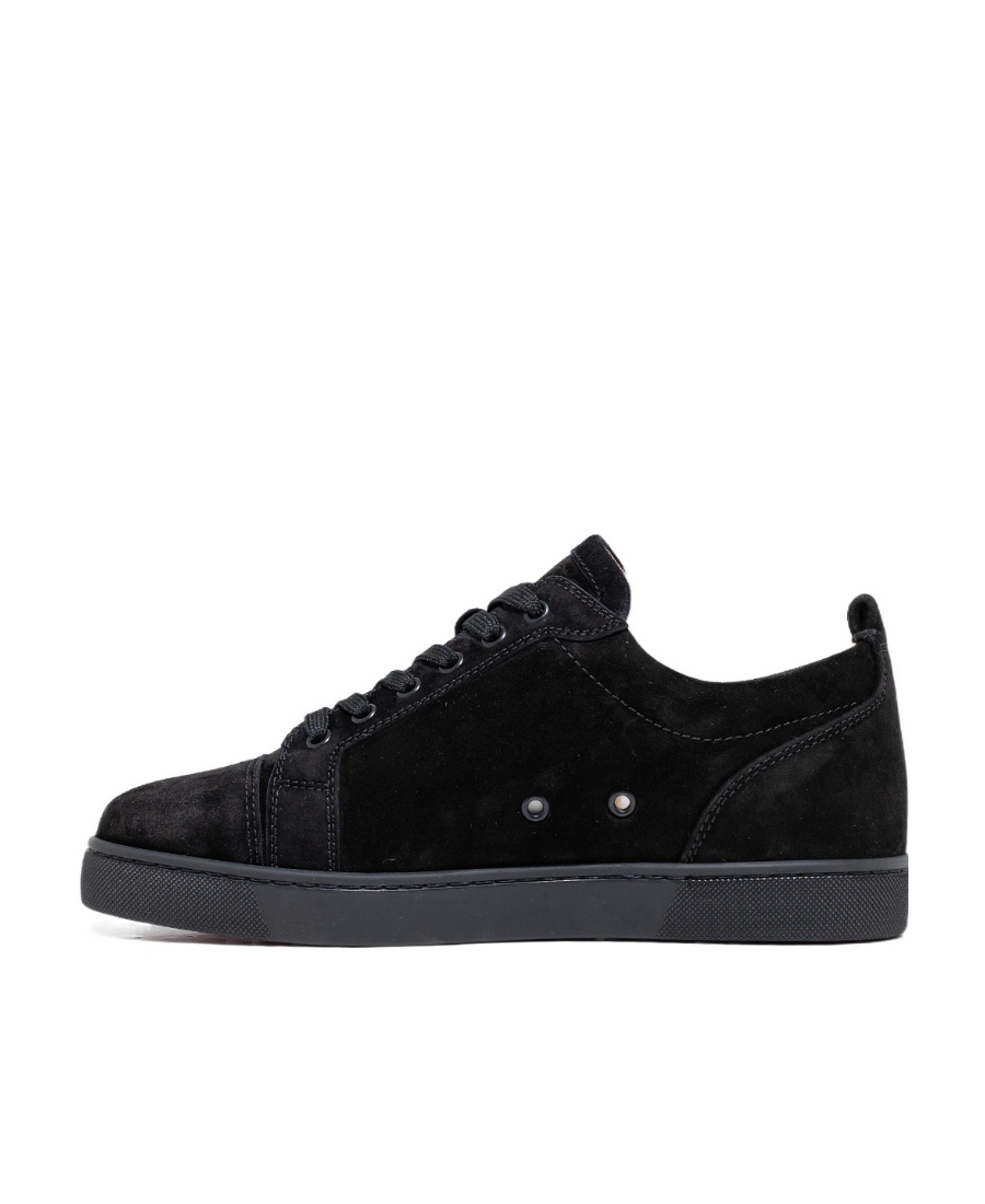 Christian Louboutin Mens Black/bk Louis Junior Flat Suede Mid-top Trainers In Black