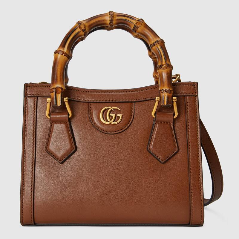 Gucci Diana Bamboo Leather Handbag In Brown