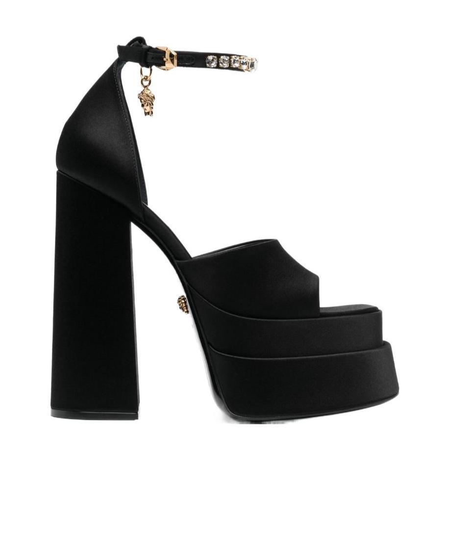 Versace Aevitas 140 Medusa Crystal-embellished Platform Sandals In Black