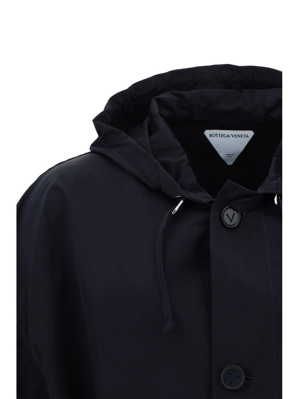 Bottega Veneta Hooded Coat In Black