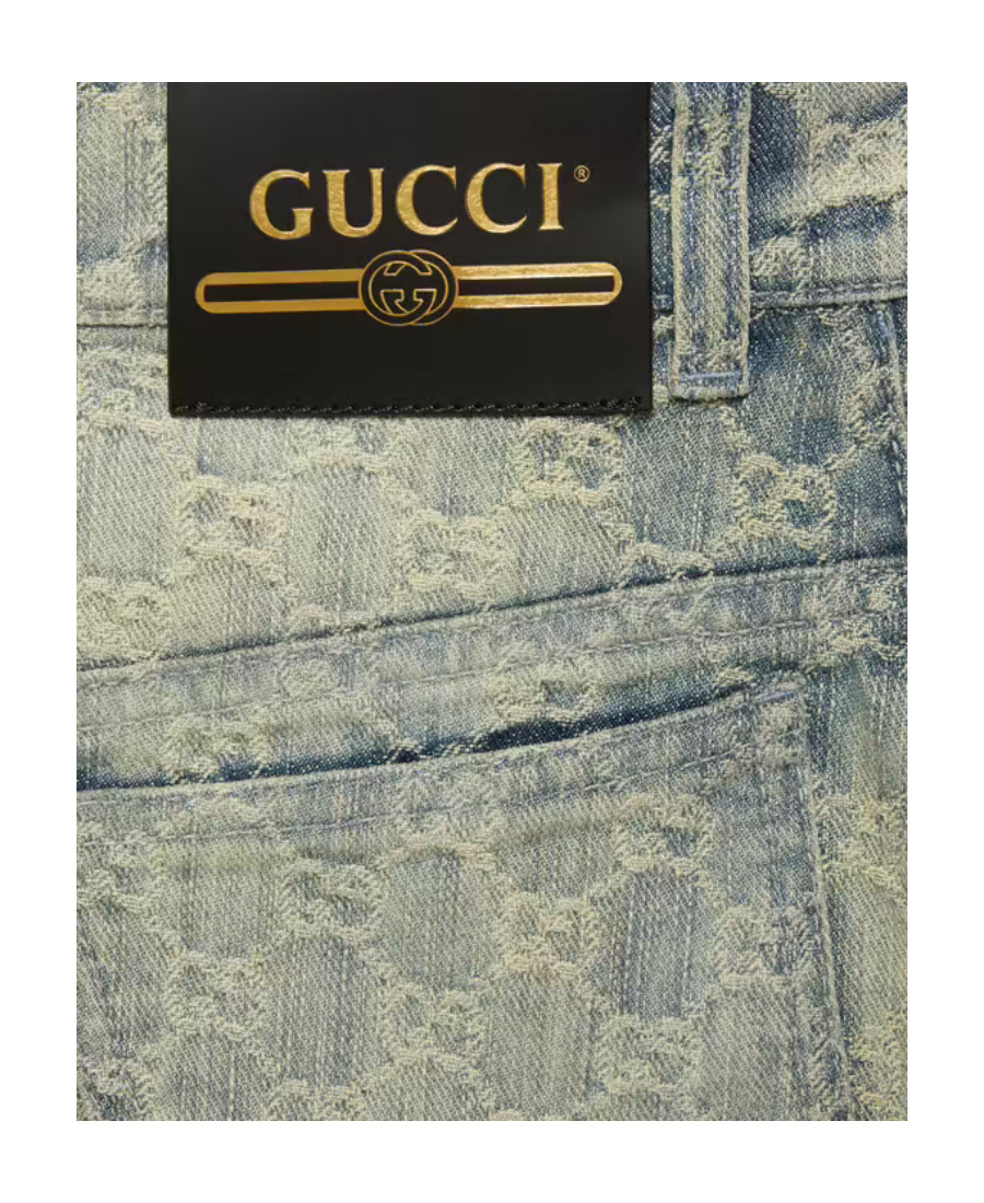 Gucci Gg Denim Skirt In Gray