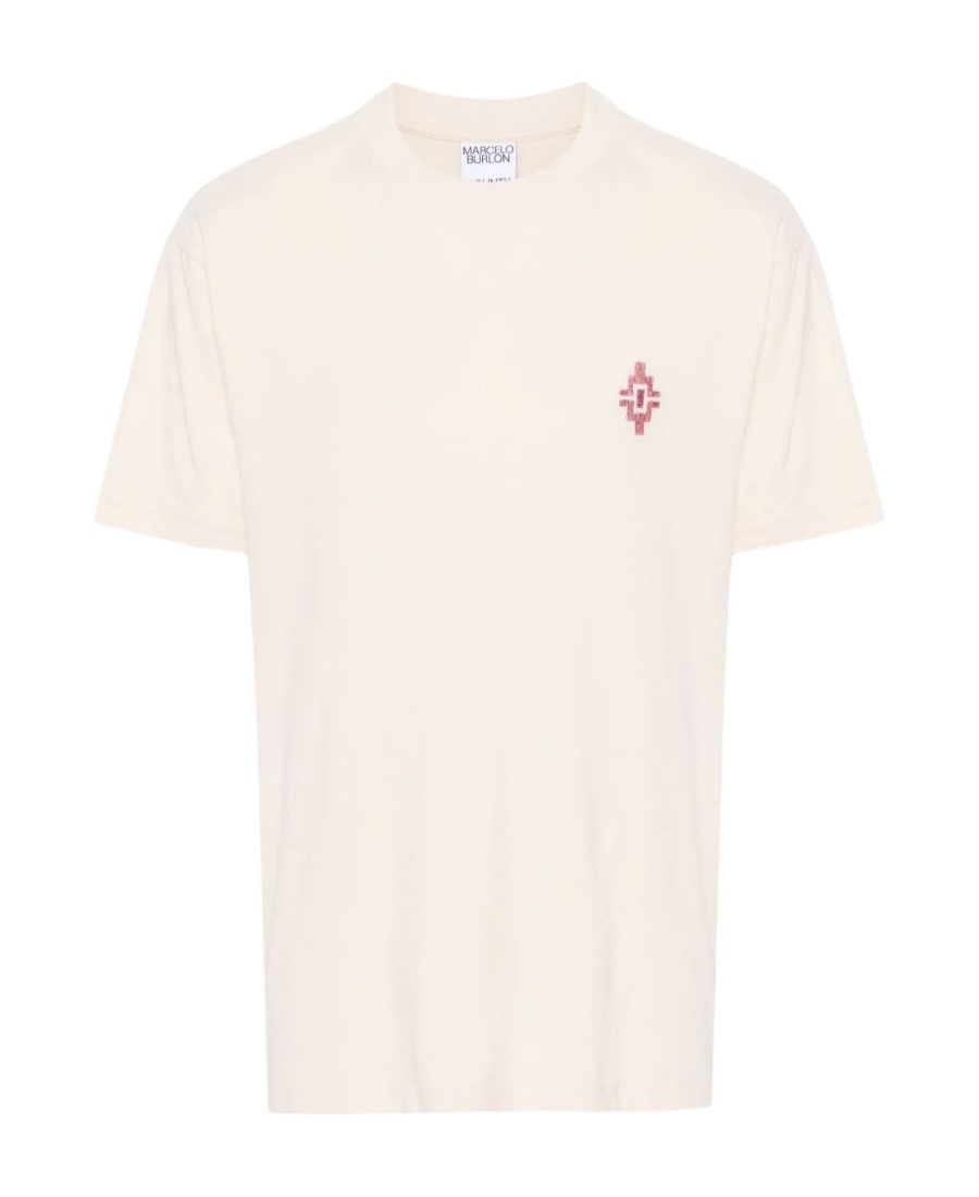 Marcelo Burlon County Of Milan Cross Embroidered Stretch Cotton T-shirt In White