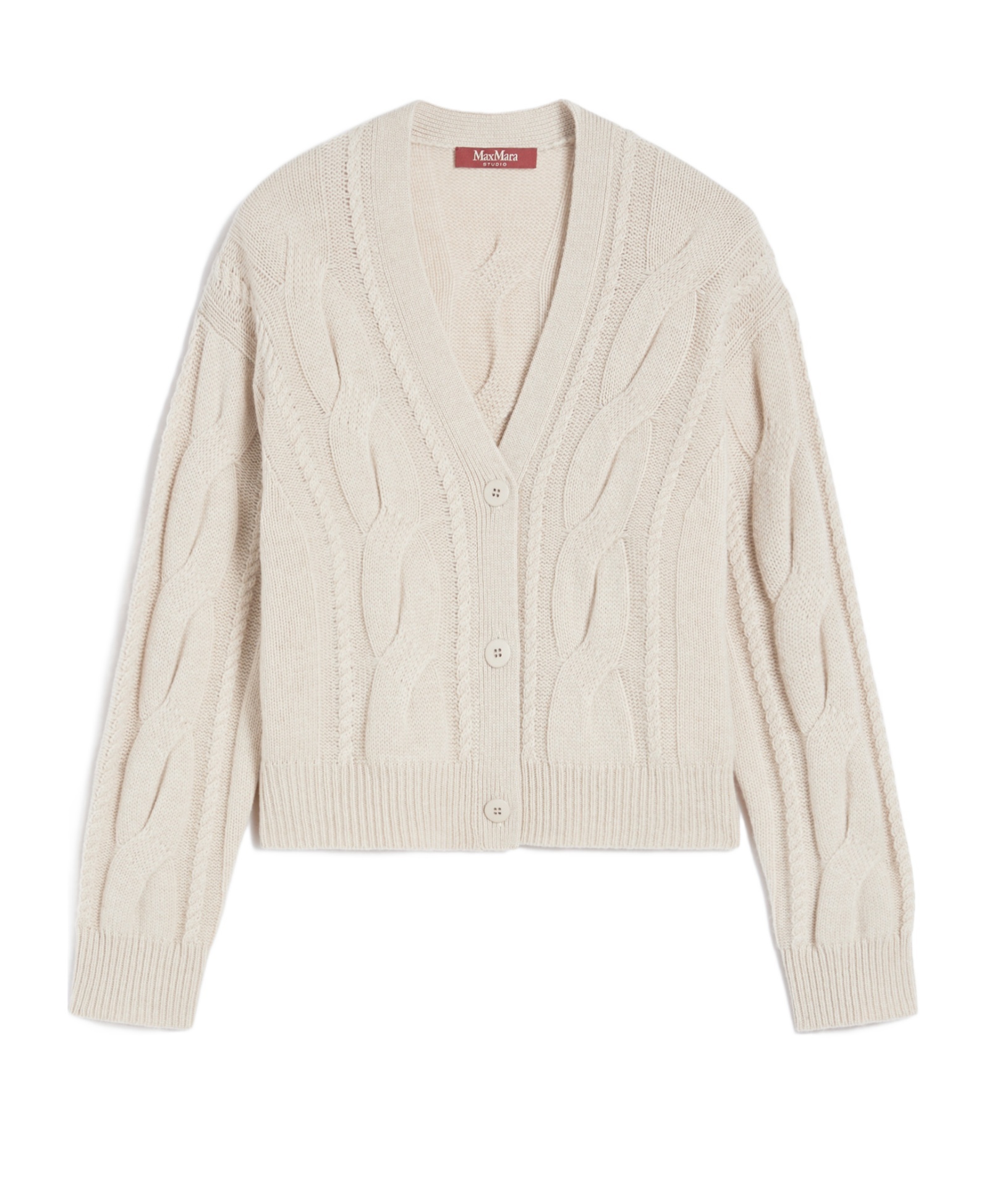 Max Mara Cropped Wool And Cashmere Blend Cardigan In Neutral
