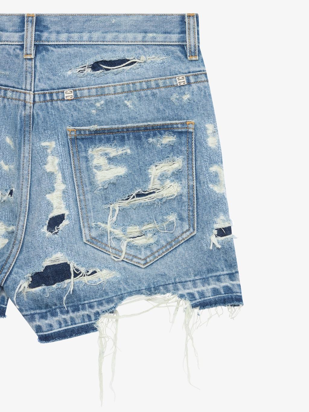 Givenchy Mini Denim Shorts With Broken Holes In Blue