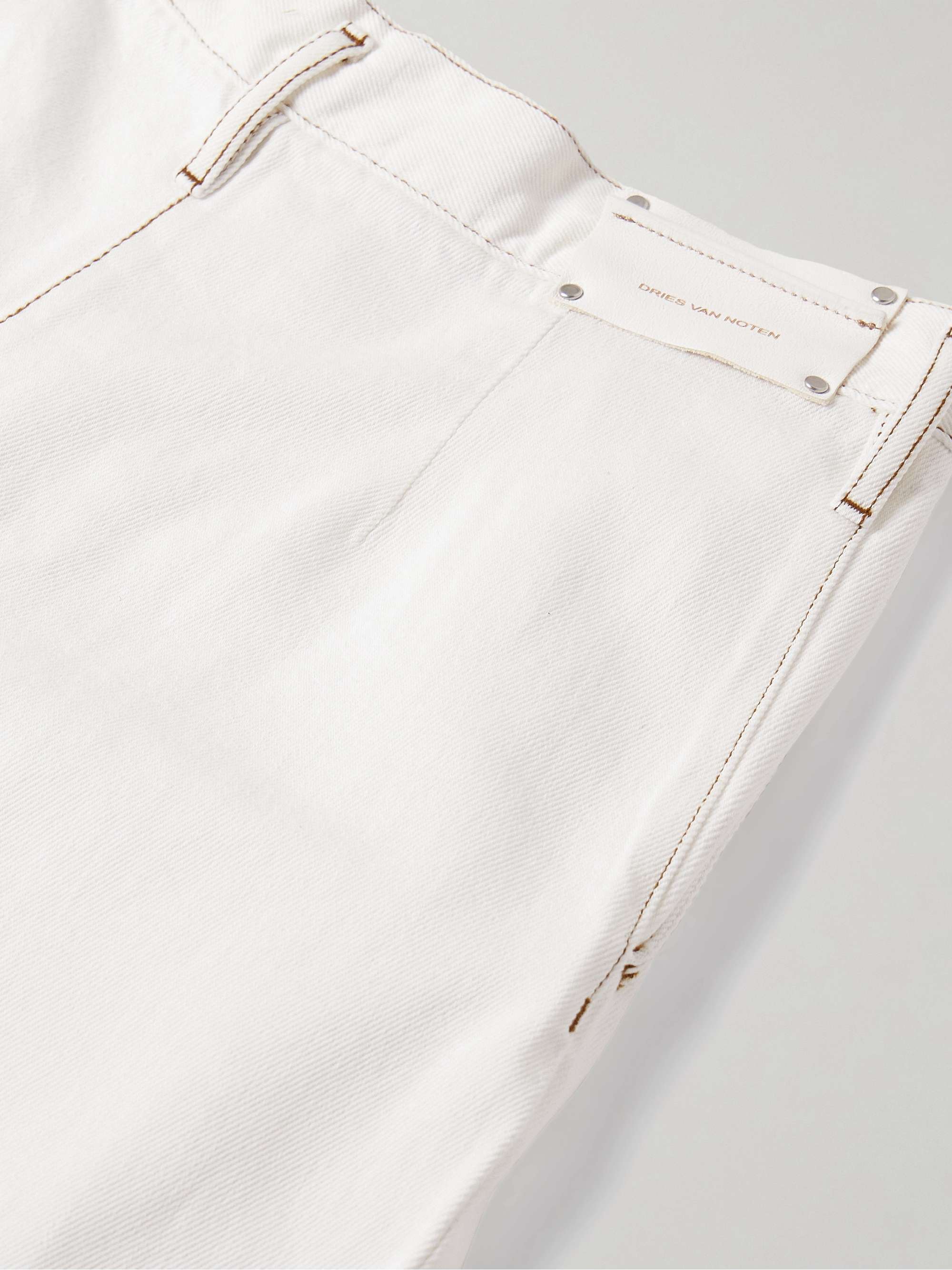 DRIES VAN NOTEN PLEATED DENIM WIDE-LEG PANTS