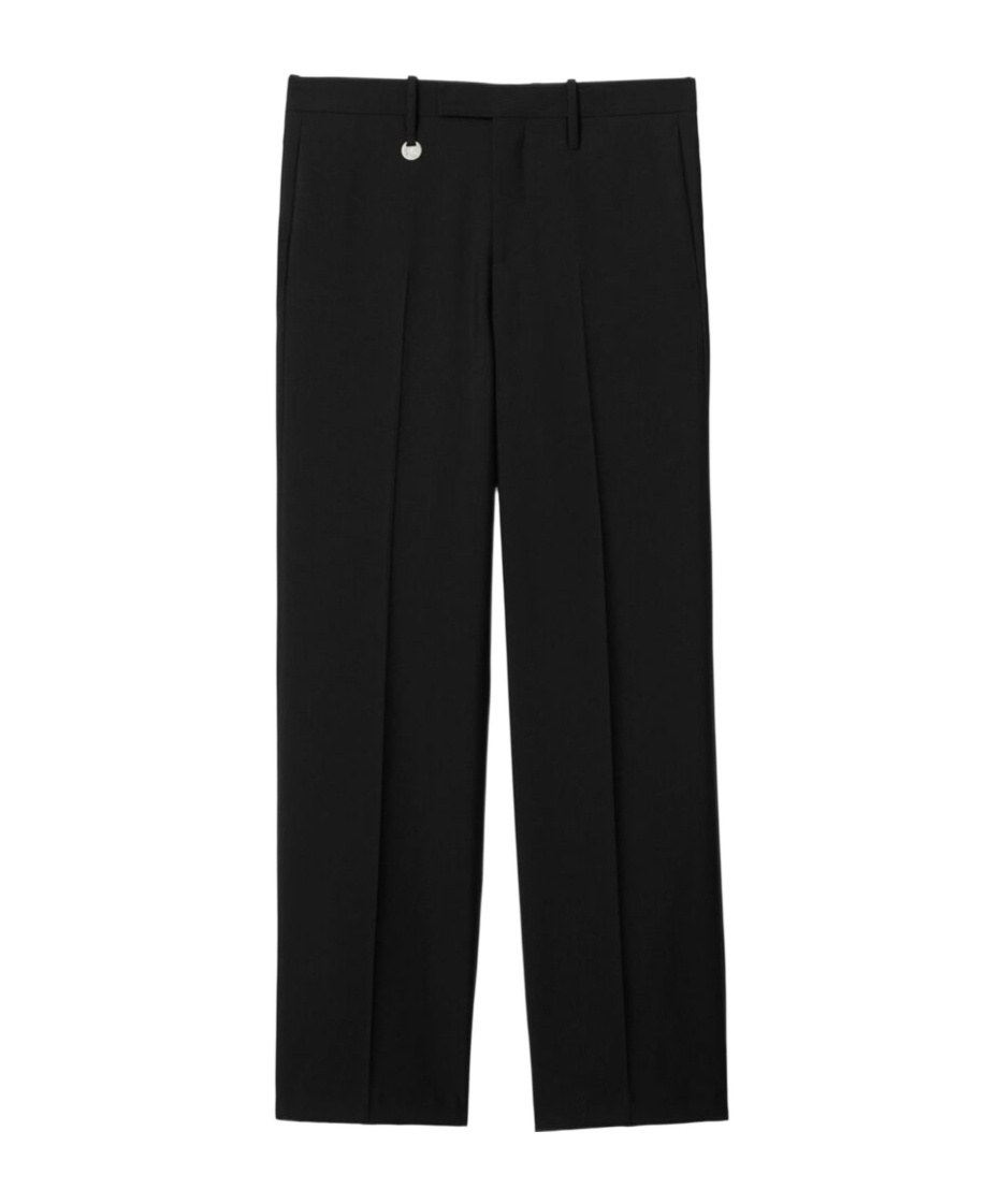 Burberry Suit Pants In Navy Blue Wool. Straight-leg Cut. Zippered Closure And Belt Clip. In Black