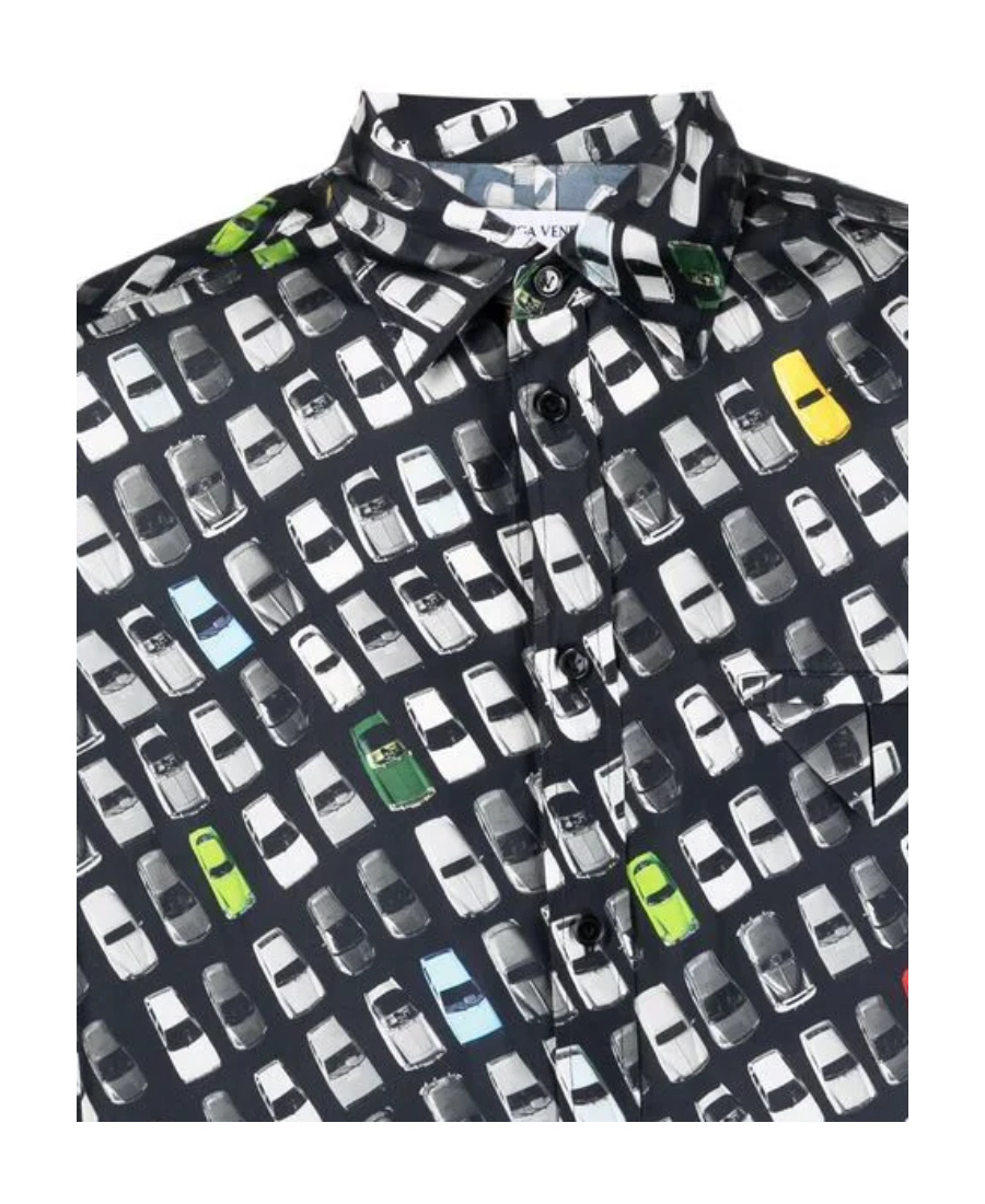 Bottega Veneta Graphic-print Long-sleeve Shirt In Black