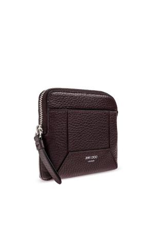 Jimmy Choo Zipper Card Holder In Burgundy