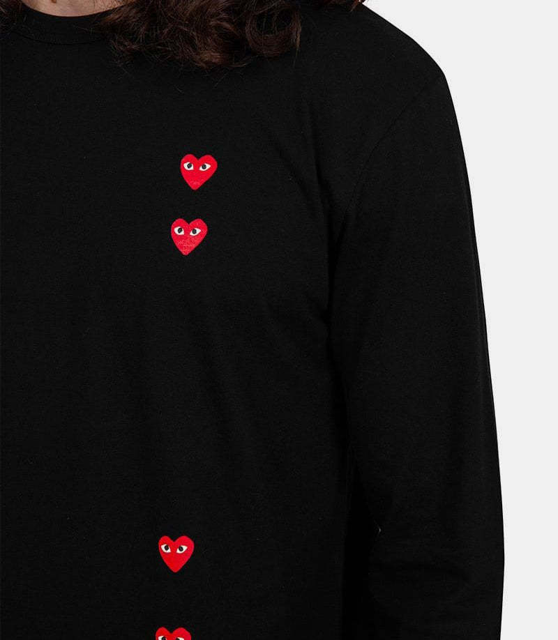 Comme Des Garçons Play Black Vertical Heart Long Sleeve T-shirt In Black