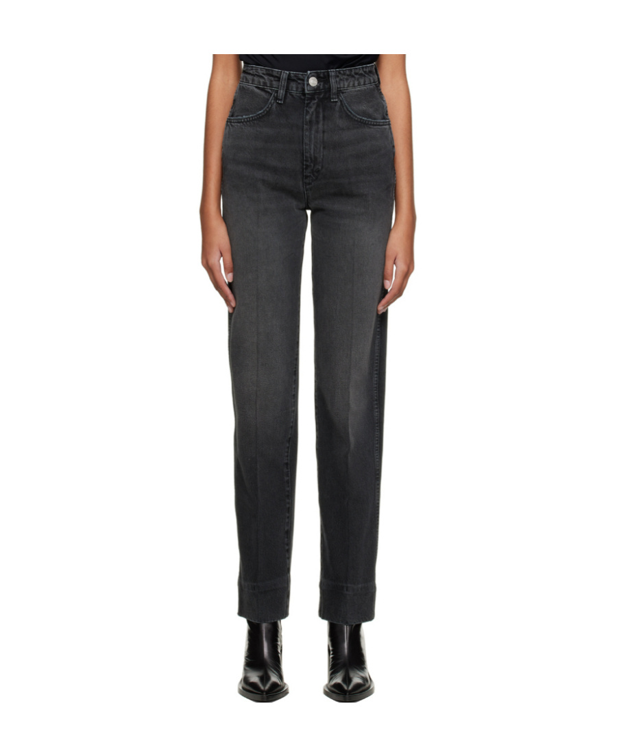 Re/done 70s High-waisted Straight-leg Jeans In Black