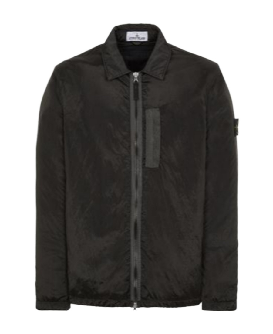 Stone Island Logo Lapel Casual Jacket In Black