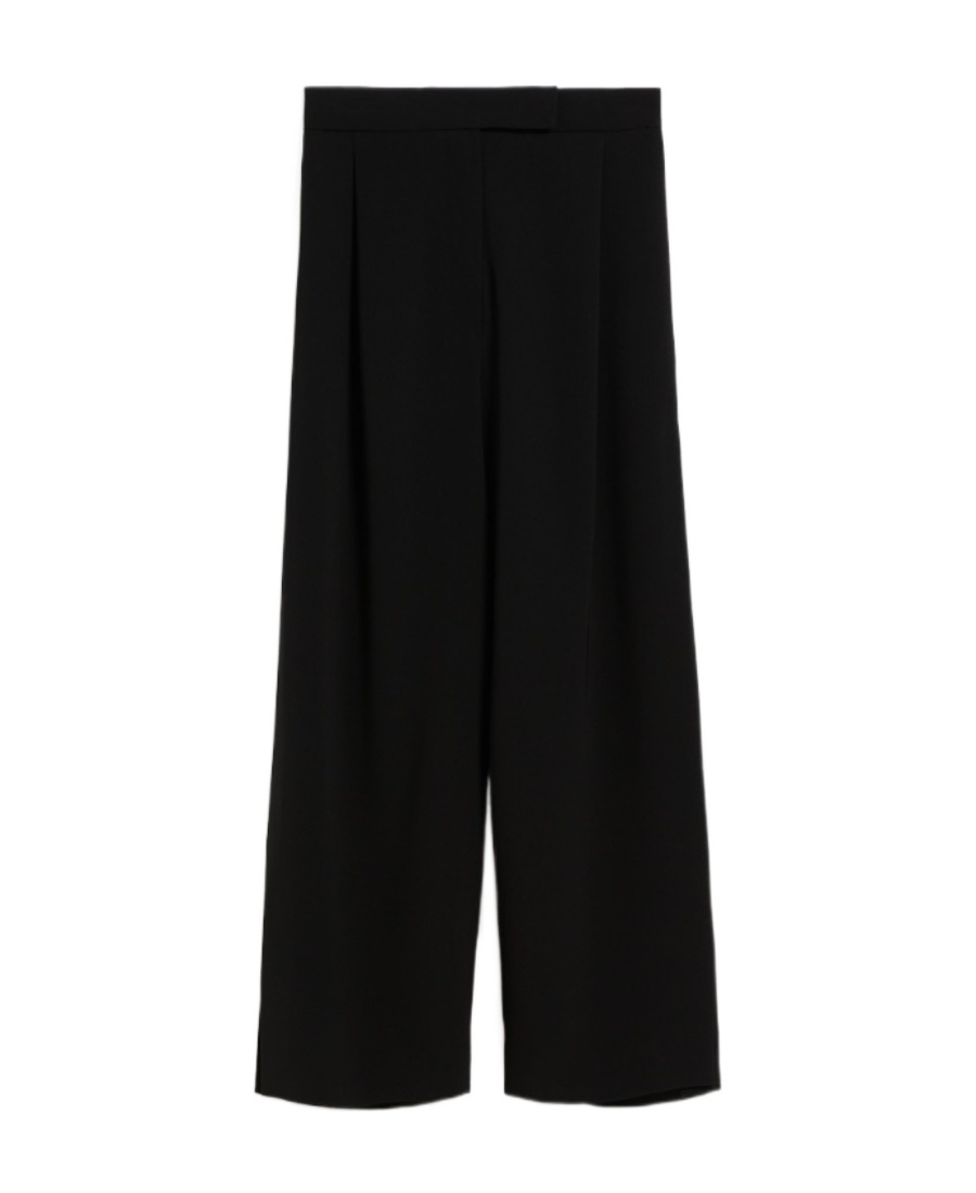 Max Mara Long Wide-leg Trousers With Tailored Fit And Side Pockets In Black