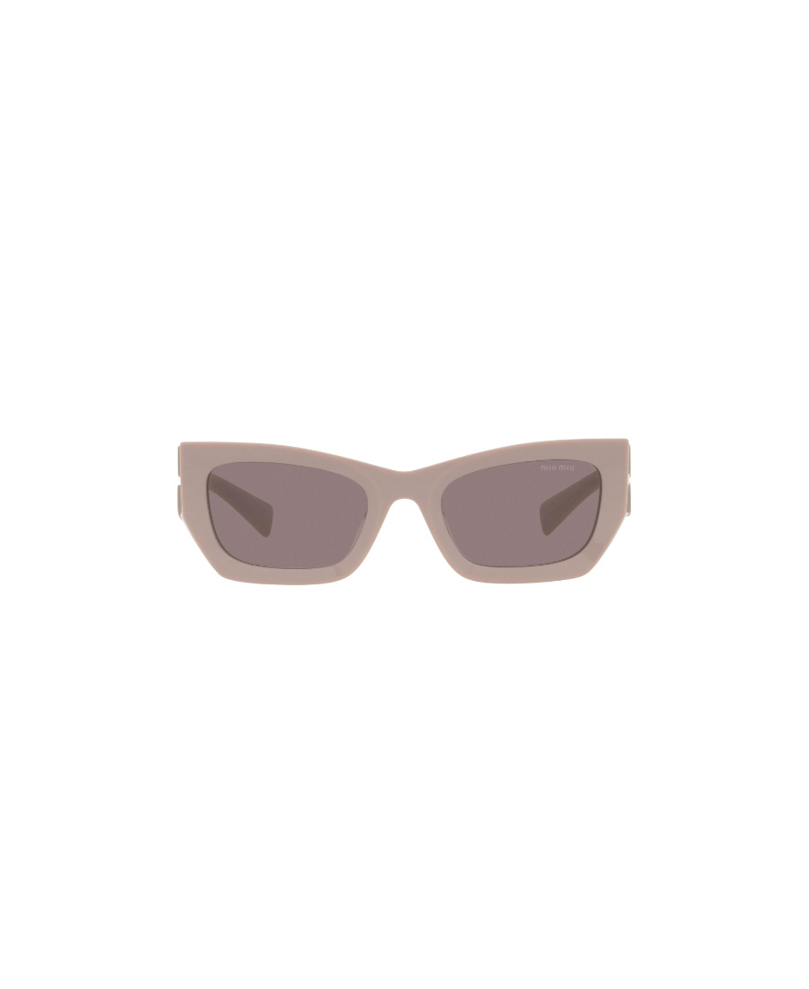 Miu Miu Logo-plaque Rectangular Sunglasses In Gray