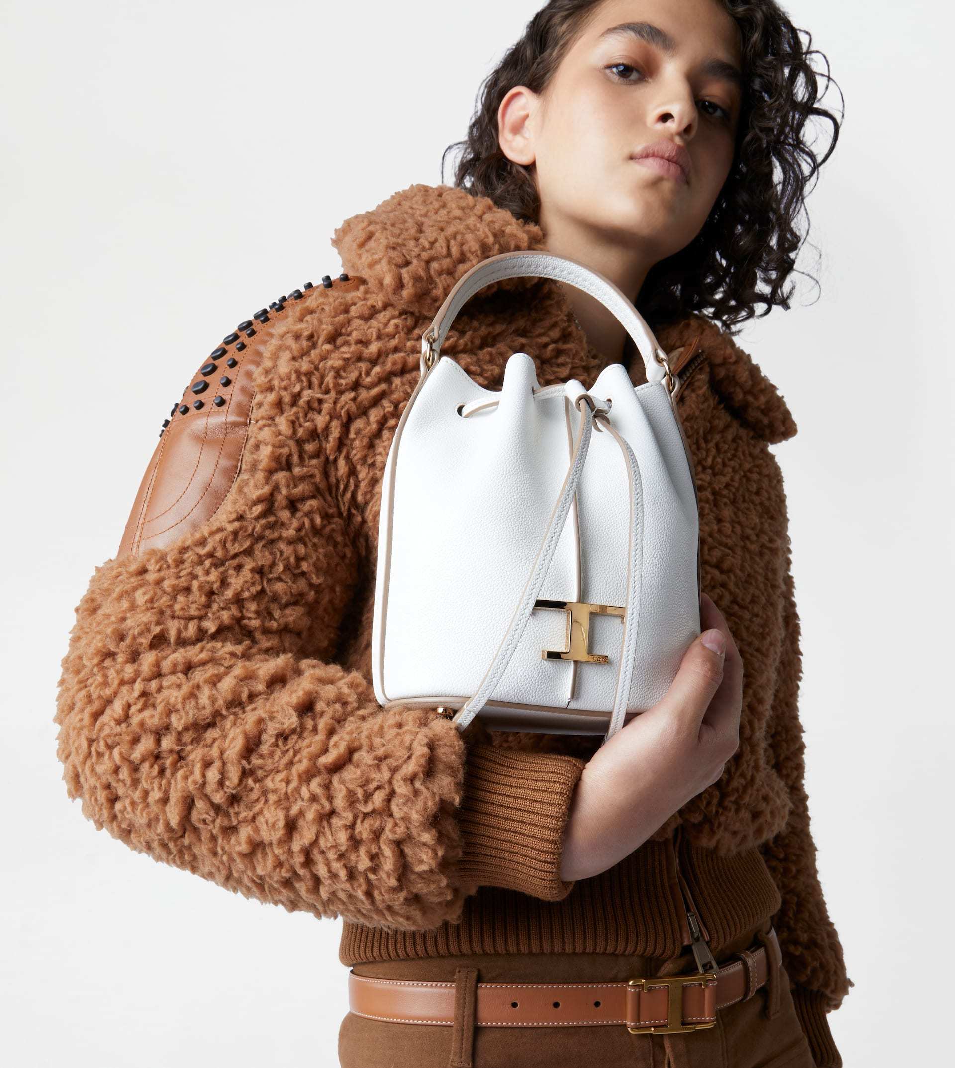 Shop Tod's Logo Hardware Bucket Bag In White