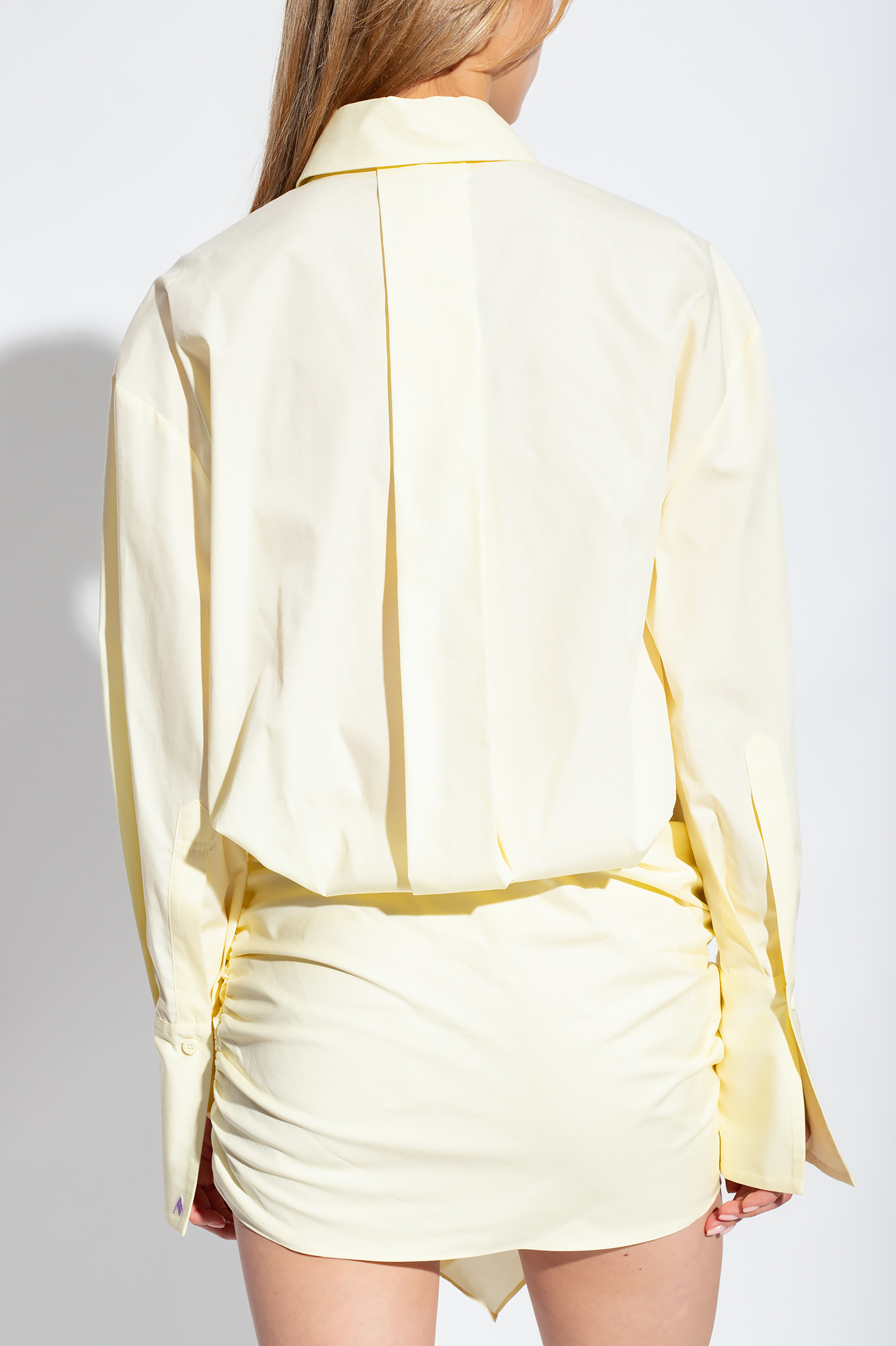 Attico The Hatty Collared Button-up Mini Dress In White