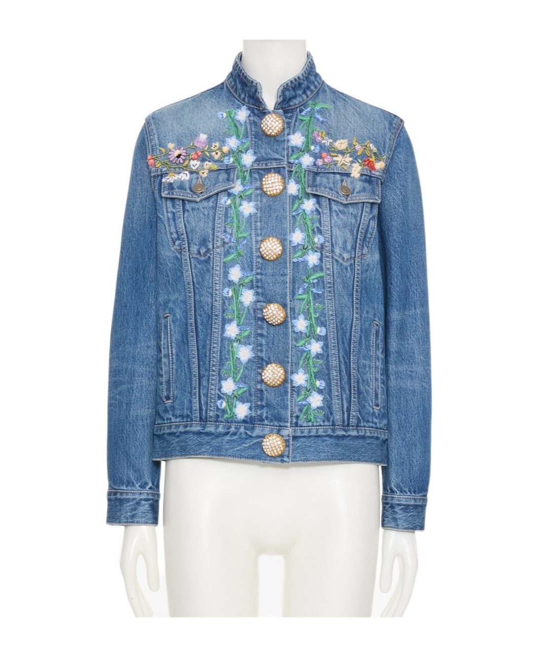 Valentino Womens Medium Blue Denim Bead-embellished Regular-fit Denim Jacket In Blue