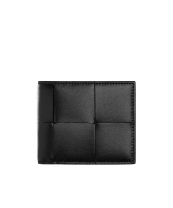 Shop Bottega Veneta Cassette Bi-fold Wallet In Black/parakeet