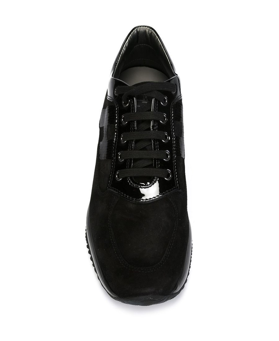 Hogan Interactive Sneakers With Toggled Tongue And Side H Logo In Black