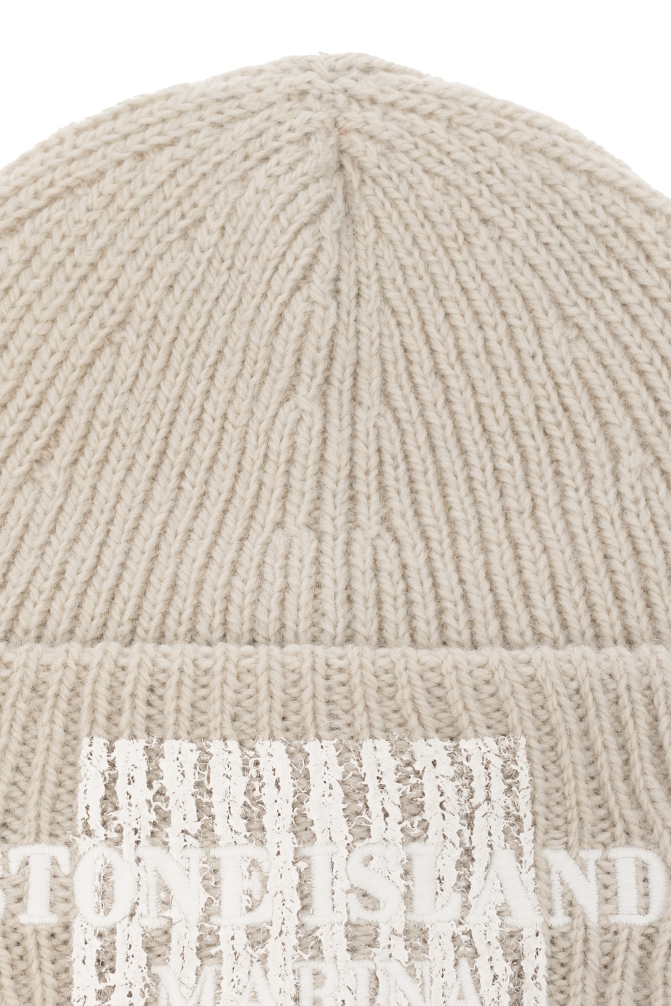 STONE ISLAND LOGO-EMBROIDERY RIBBED BEANIE