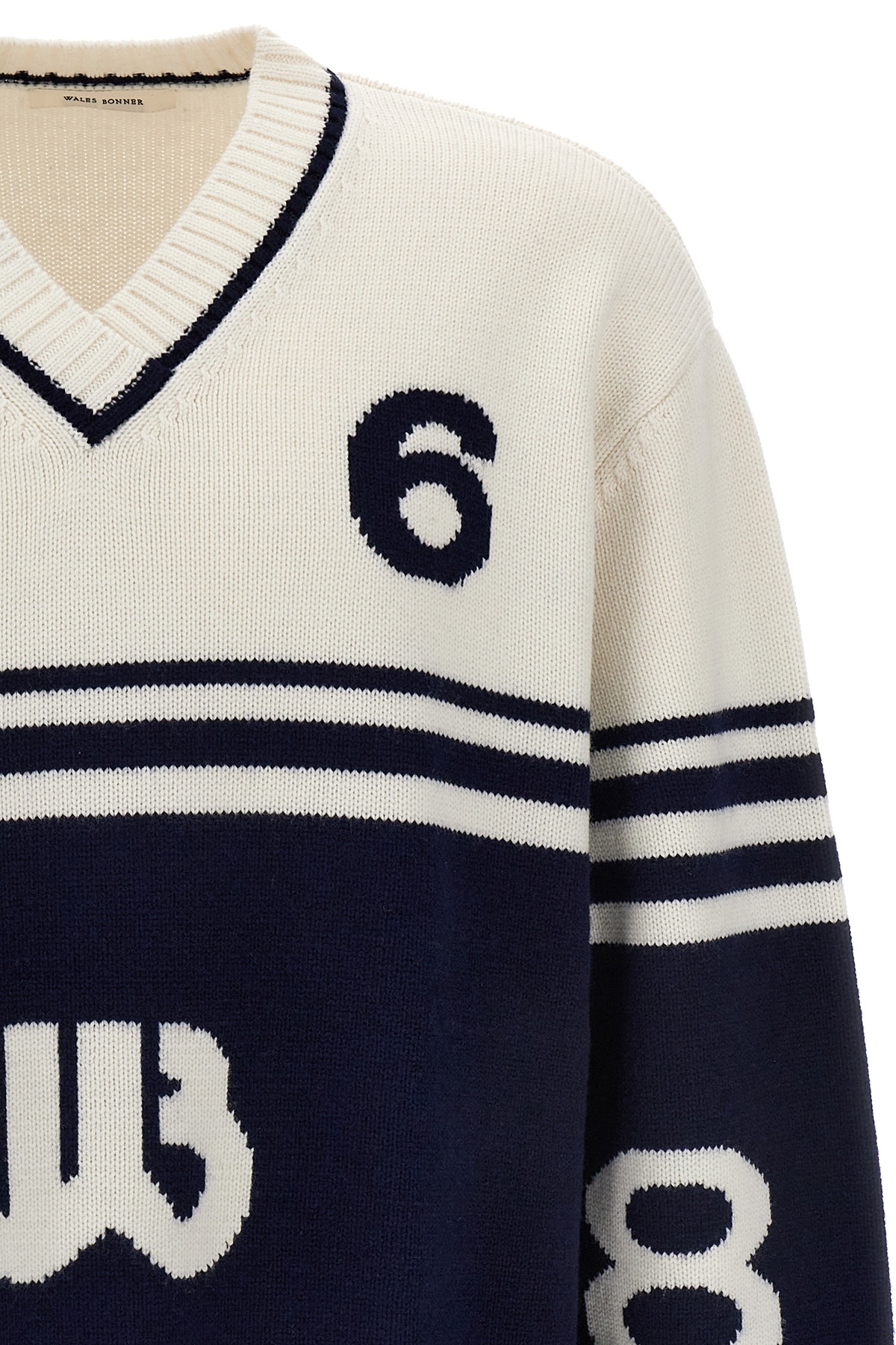 Shop Wales Bonner Two-tone Intarsia-knit Jumper In Black