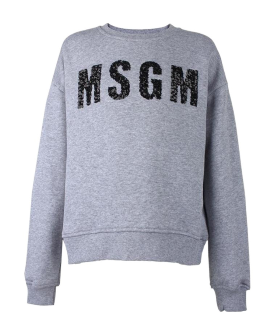 Msgm Logo Sweater In Gray