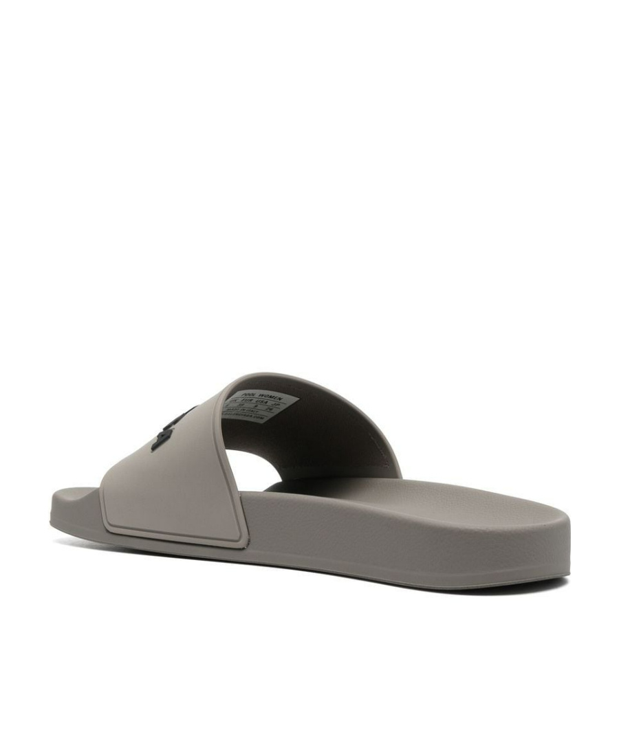 Balenciaga Raised-logo Slides In Gray