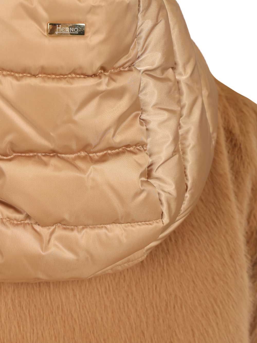 Herno Velvet Padded Down Jacket Coats Beige In Brown