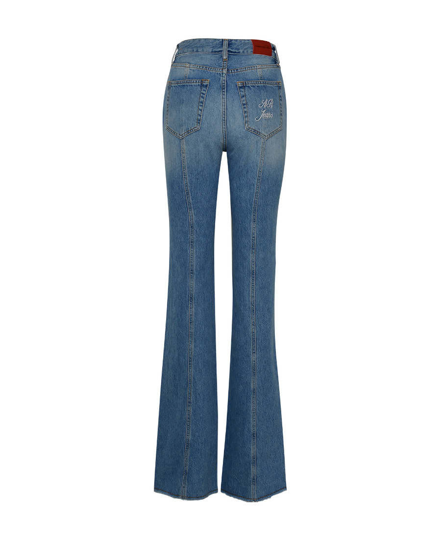 Alessandra Rich High-waist Flared Denim Jeans In Blue
