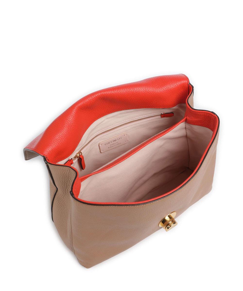 Coccinelle Flip Shoulder Bag In Brown