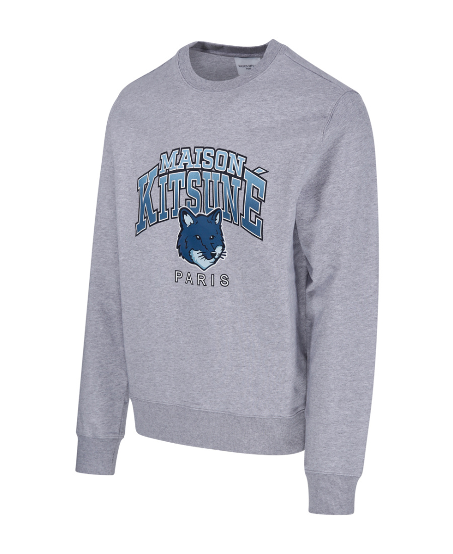 Maison Kitsuné Maison Kitsune Crew Neck Sweatshirt With Campus Fox Print In Gray