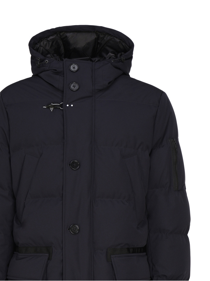 Fay Quilted Parka Coat In Black