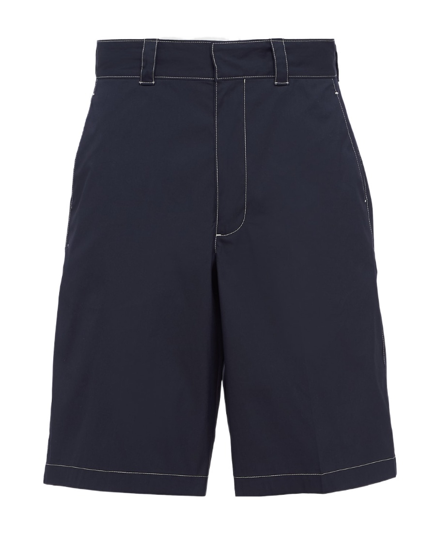 Prada Stretch Poplin Bermudas In Blue