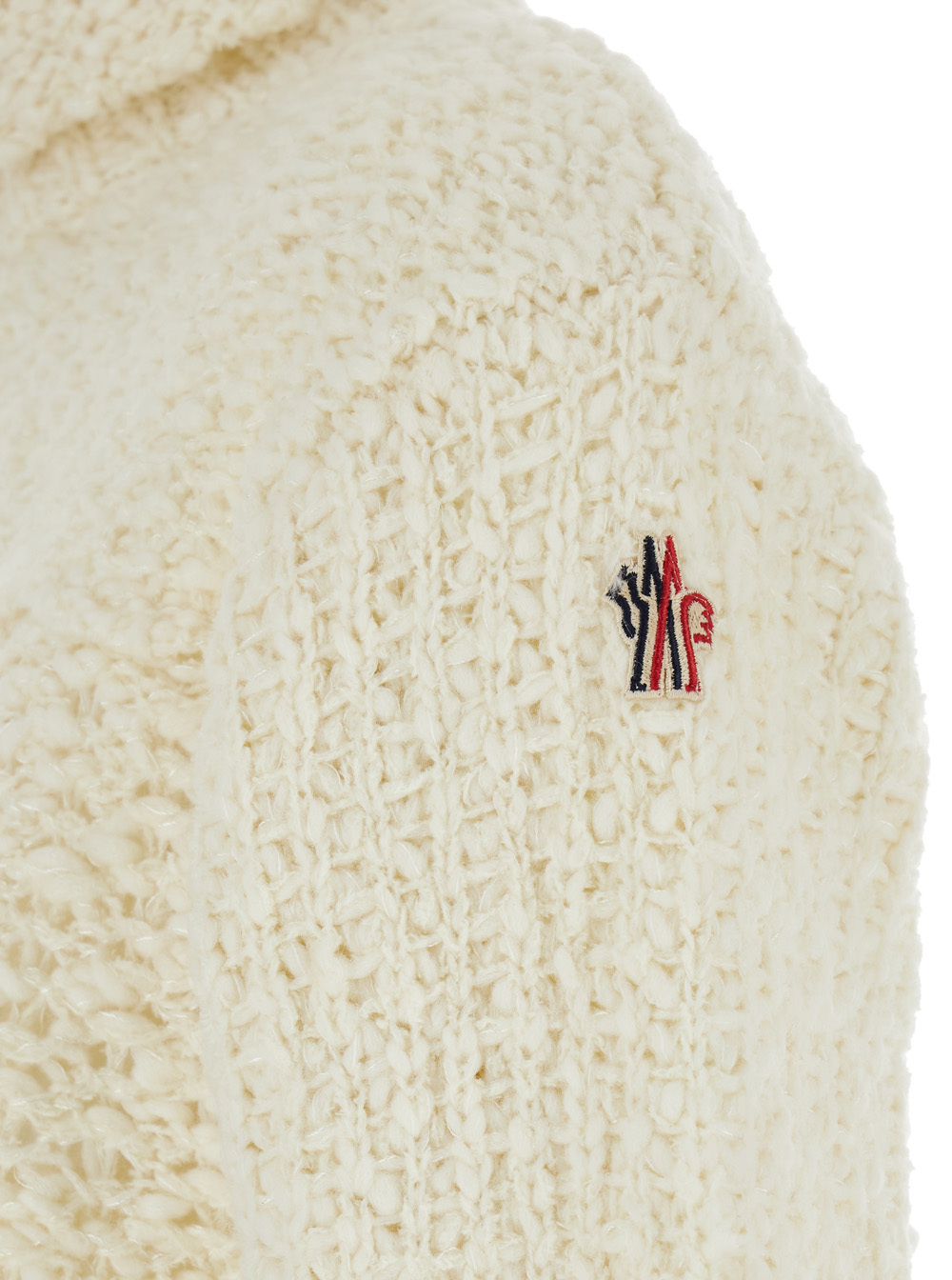 Moncler Grenoble White Turtleneck Sweater With Logo Patch In Virgin Wool Blend Woman In White