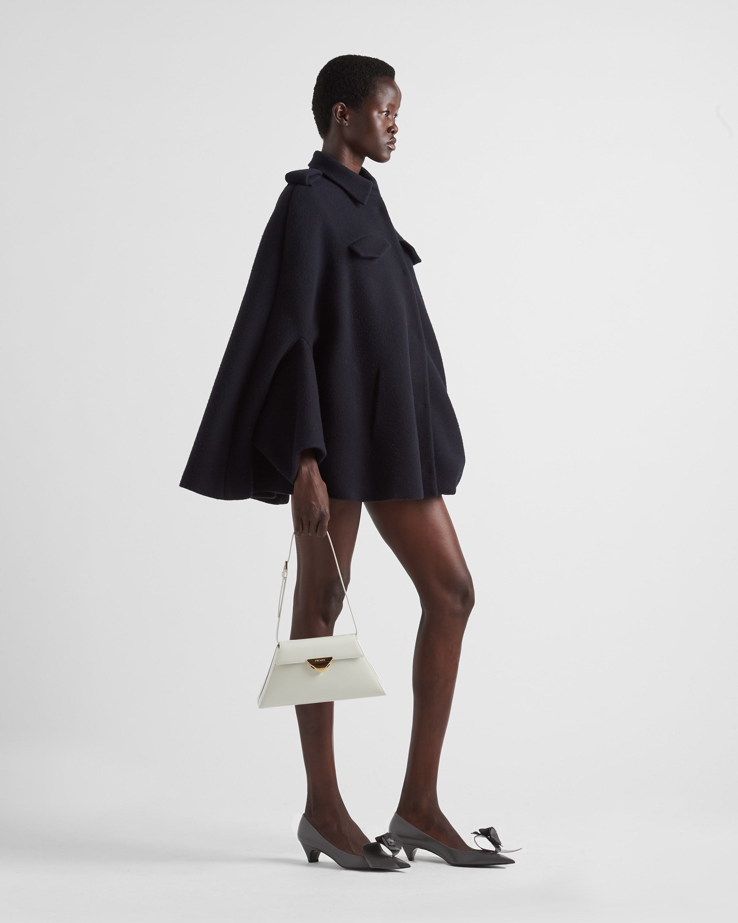 Prada Triangle-logo Leather Shoulder Bag In White