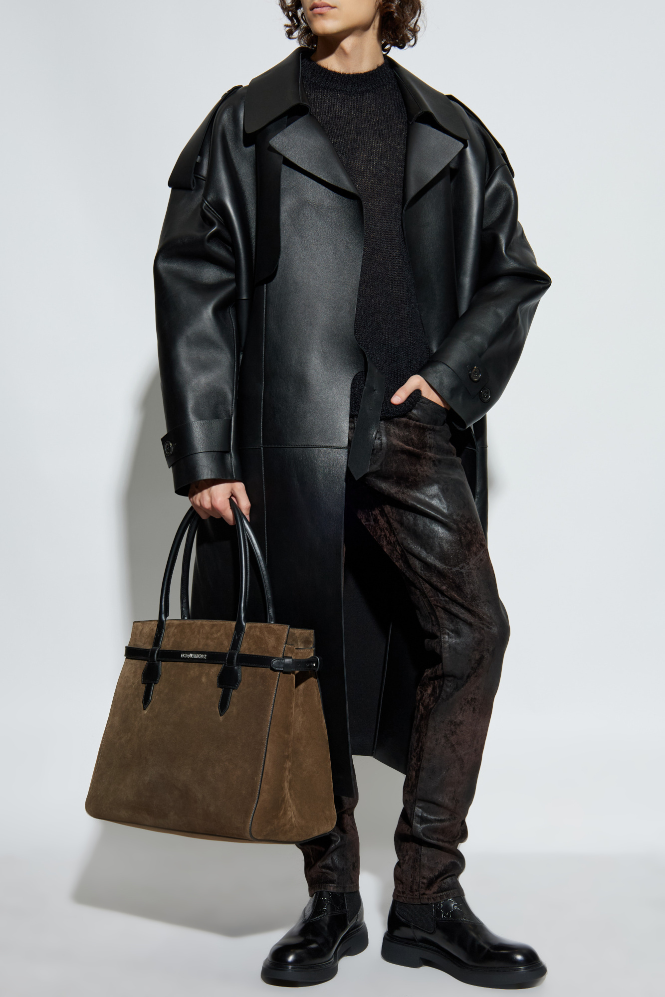 Dsquared2 Metallic-effect Trousers In Black