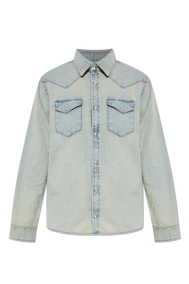 Zadig & Voltaire Saby Studded Denim Button-up Shirt In Blue