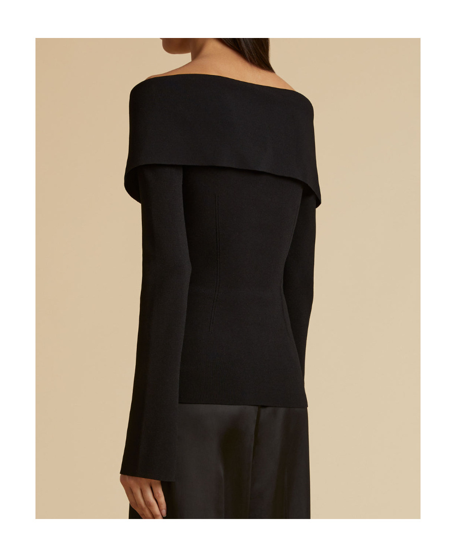 Khaite Off-the-shoulder Long Sleeved Top In Black