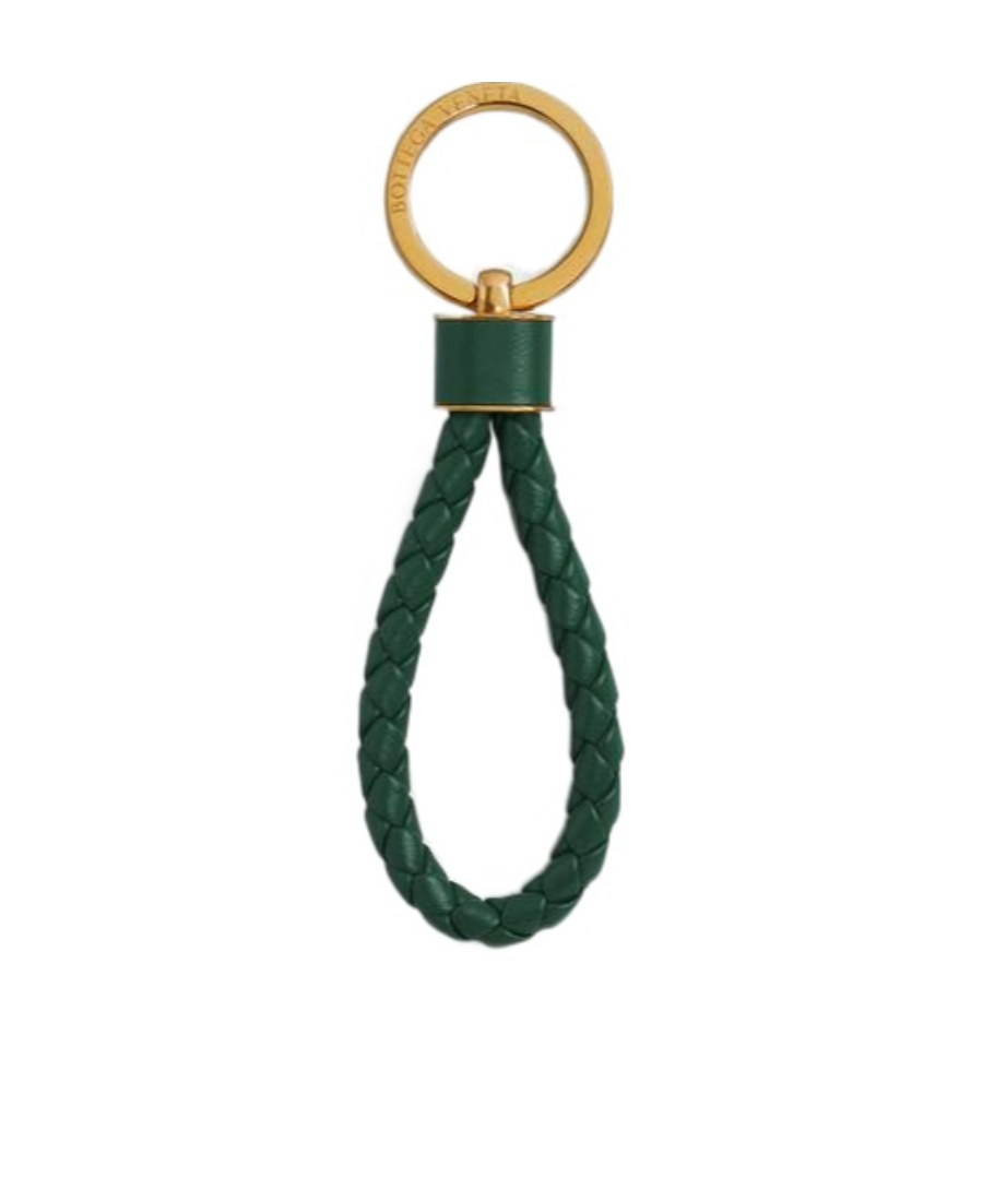 Bottega Veneta Intrecciato Leather Keyring In Green
