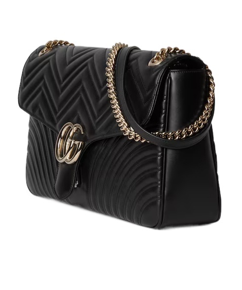Gucci Large Marmont Quilted Shoulder Bag In Black