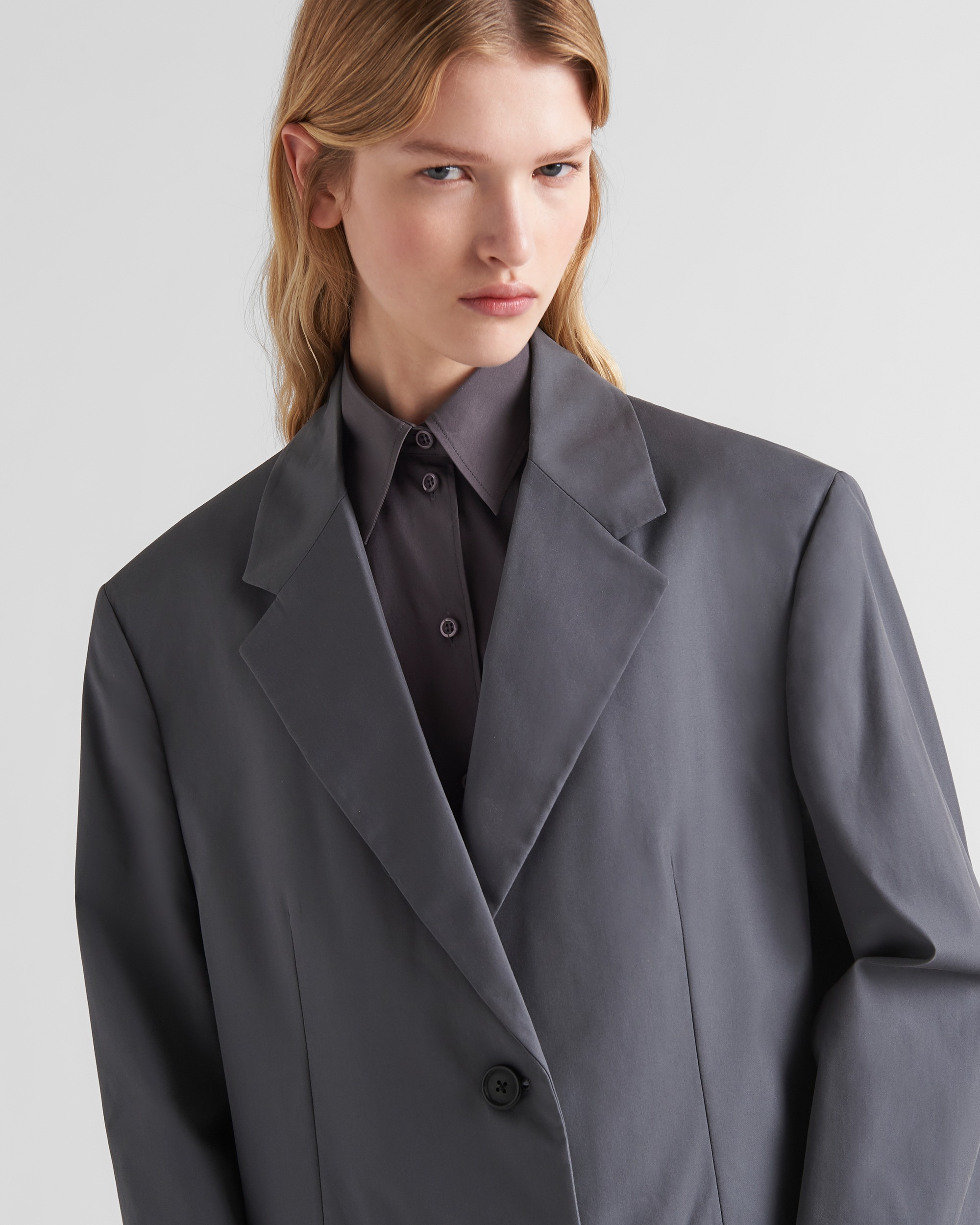 Prada Single-breasted Coat In Gray