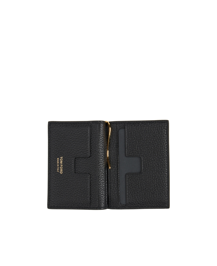 Tom Ford Logo-stamp Grained-leather Wallet In Black
