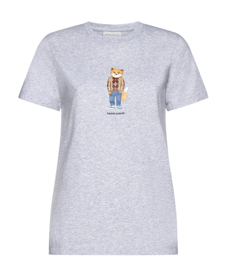 MAISON KITSUNÉ MAISON KITSUNÉ FOX PRINTED CREWNECK T-SHIRT 