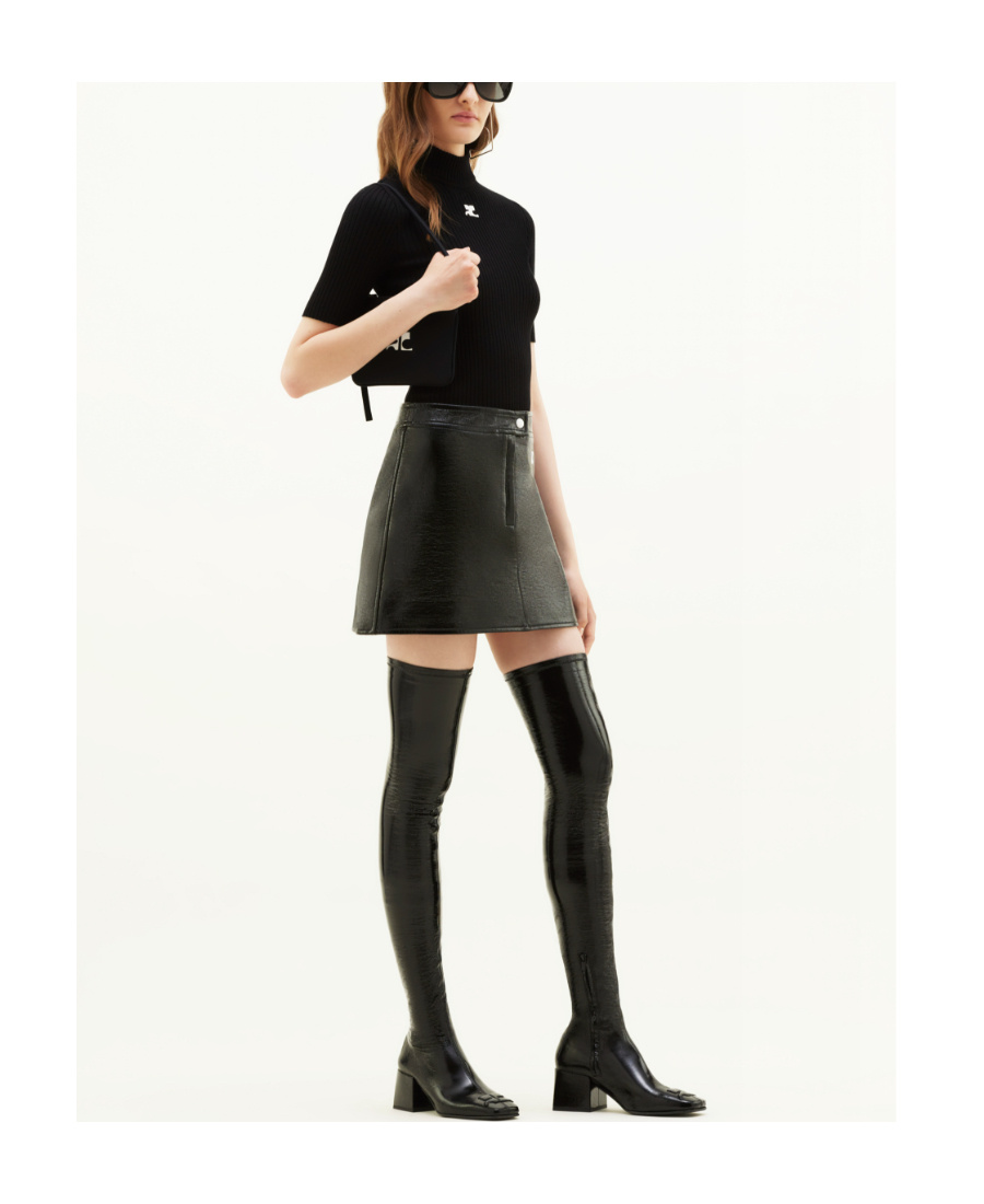 Courrèges Courreges Re Edition Faux Leather Mini Skirt In Black