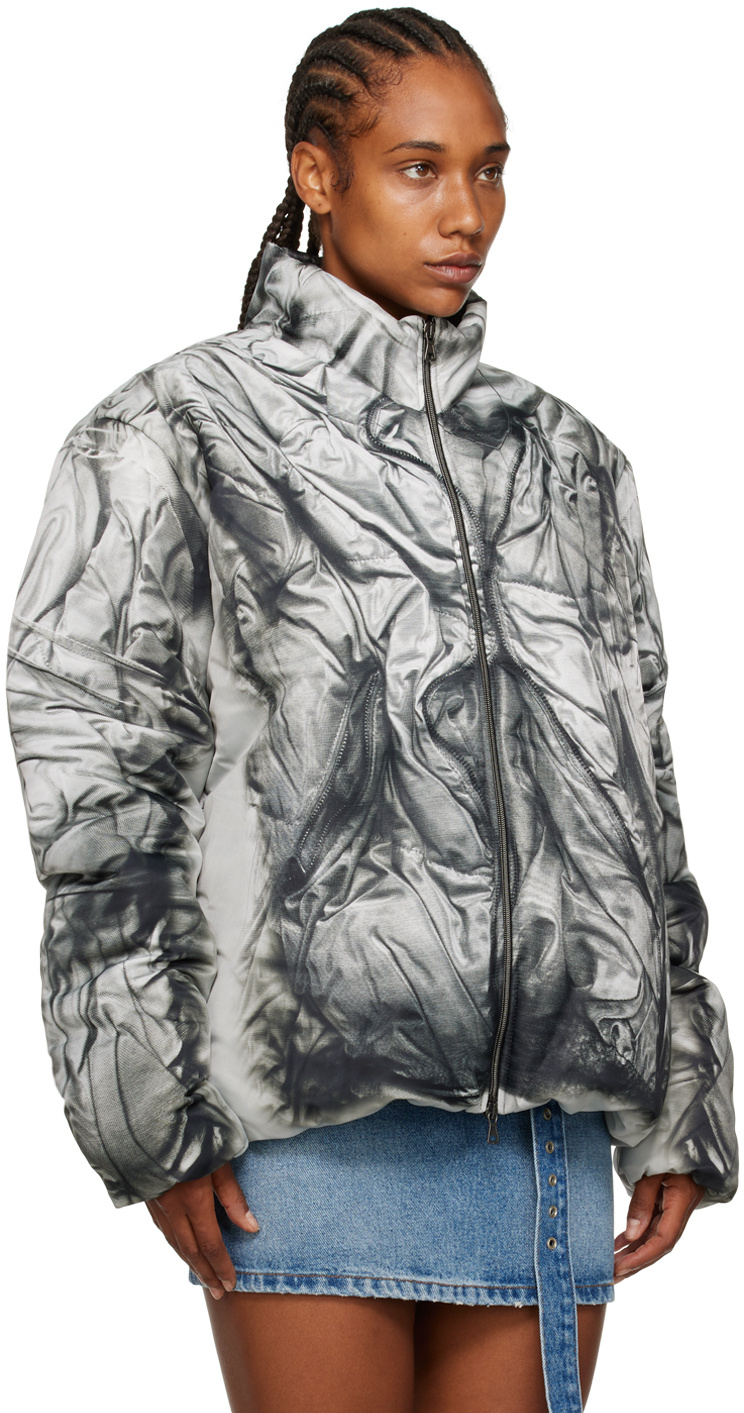 Y/project Compact-print High-neck Jacket In Gray