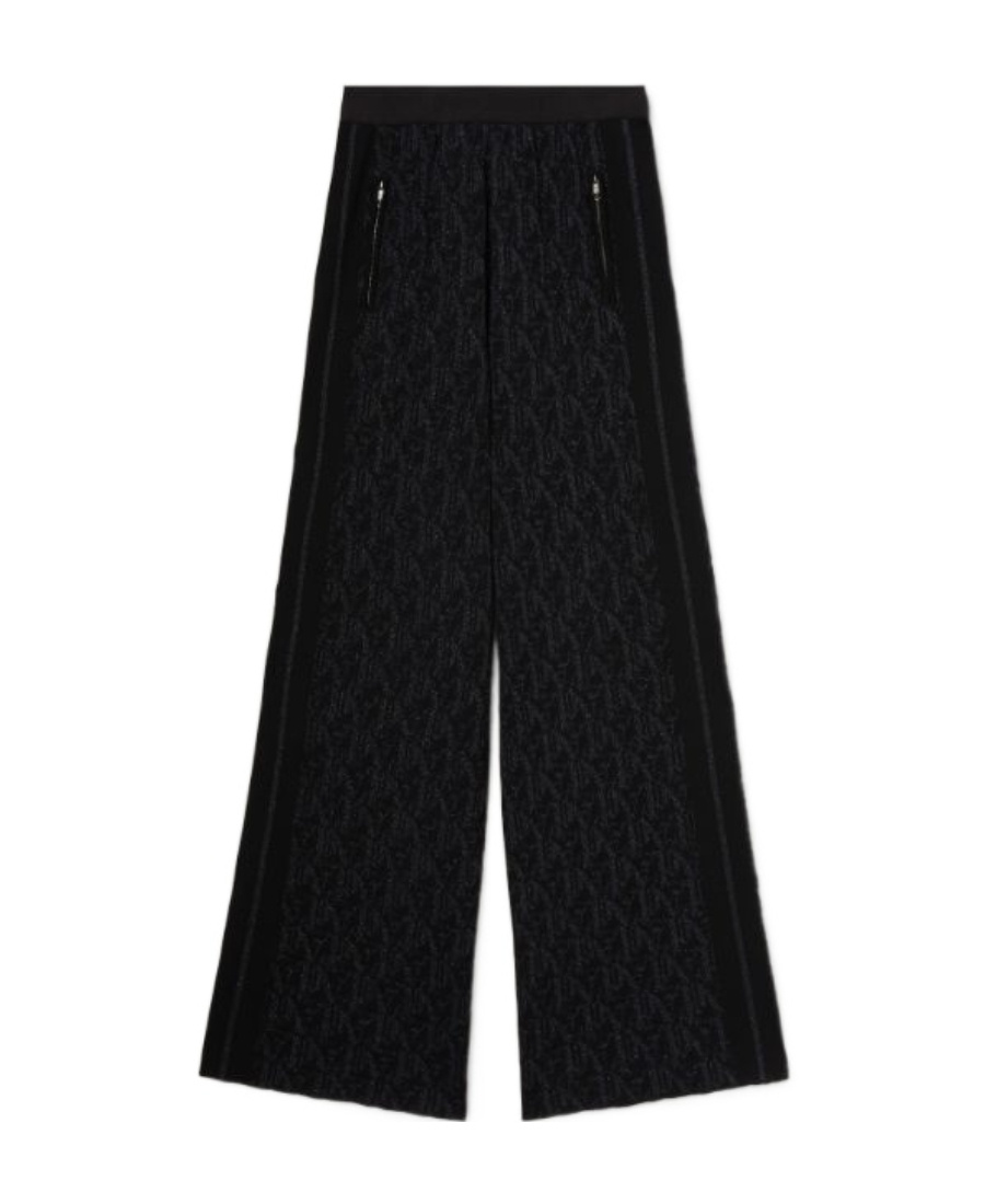 Palm Angels Monogram-jacquard Side Stripe Detailed Trousers In Black